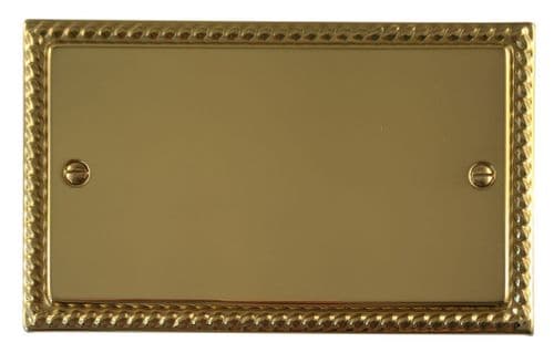 G&H MB32 Monarch Roped Polished Brass 2 Gang Double Blank Plate