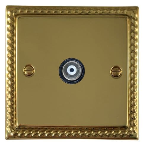 G&H MB35B Monarch Roped Polished Brass 1 Gang TV Coax Socket Point