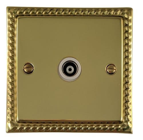 G&H MB35W Monarch Roped Polished Brass 1 Gang TV Coax Socket Point