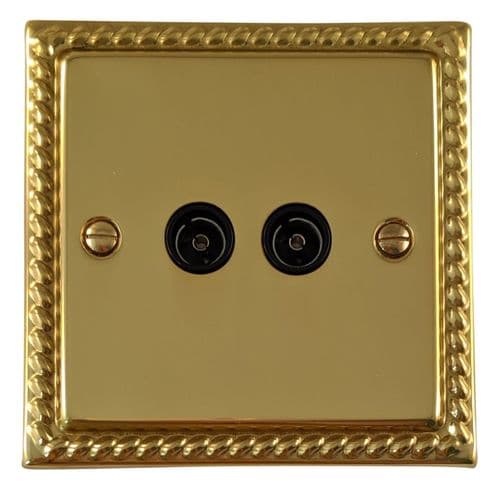 G&H MB36B Monarch Roped Polished Brass 2 Gang TV Coax Socket Point