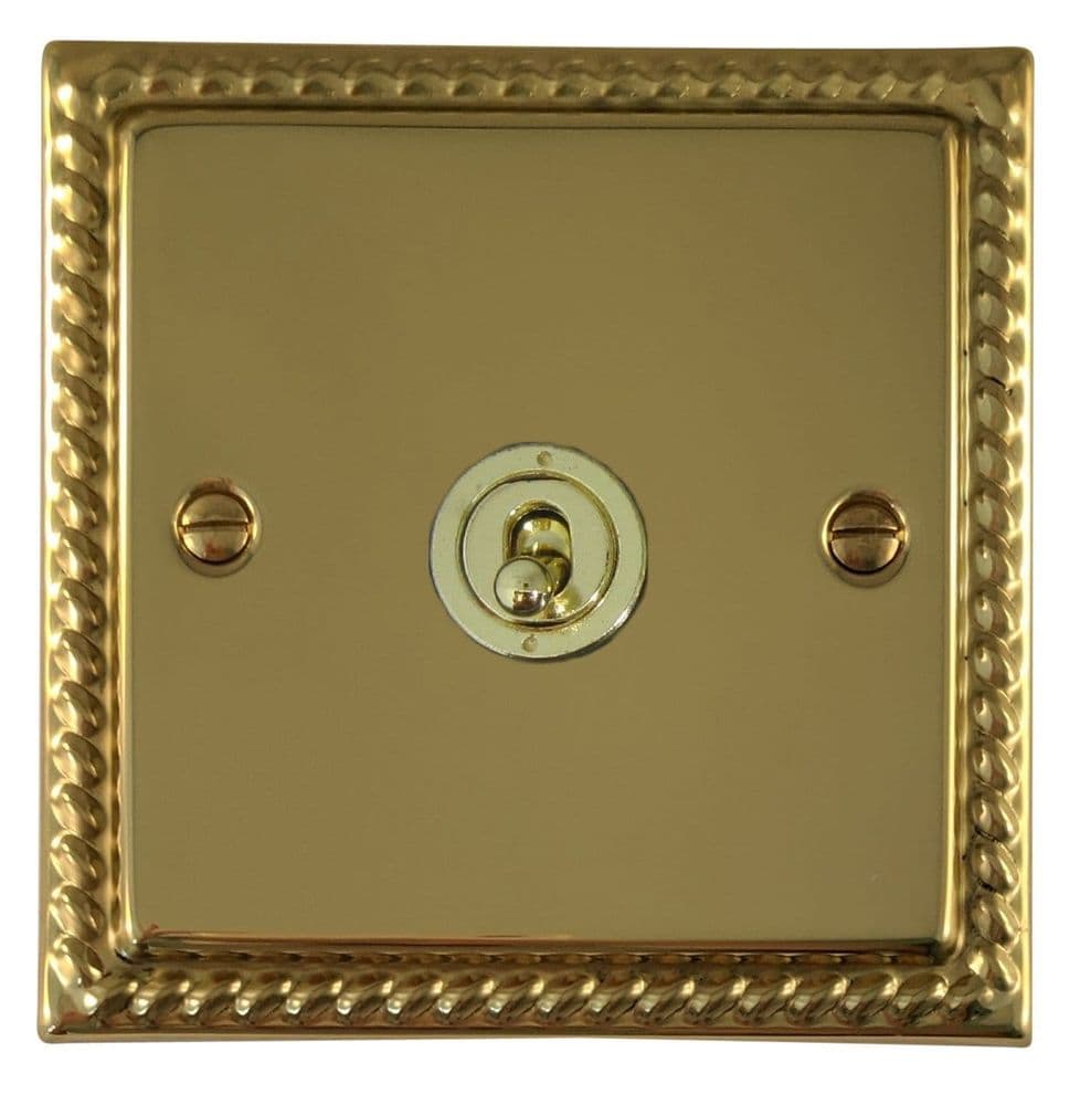 Varilight XG1B Georgian Polished Brass 1 Gang 10A 1 Or 2 Way Rocker Light Switch 29129 P