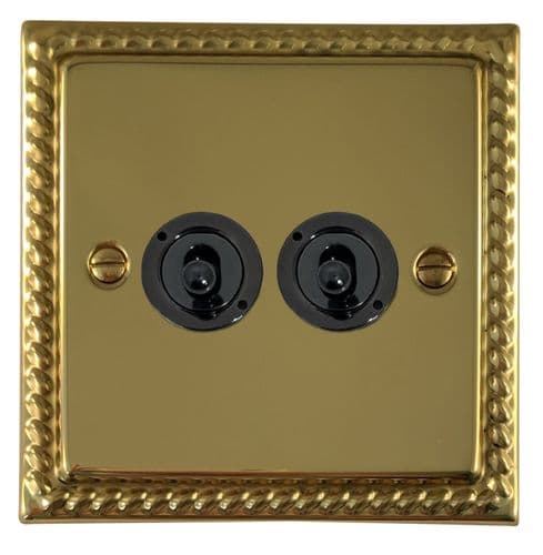 G&H MB382-FBK Monarch Roped Polished Brass 2 Gang 2 Way Toggle Light Switch