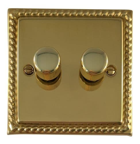 G&H MB522 Monarch Roped Polished Brass 2 Gang 1 or 2 Way LED Dimmer Switch