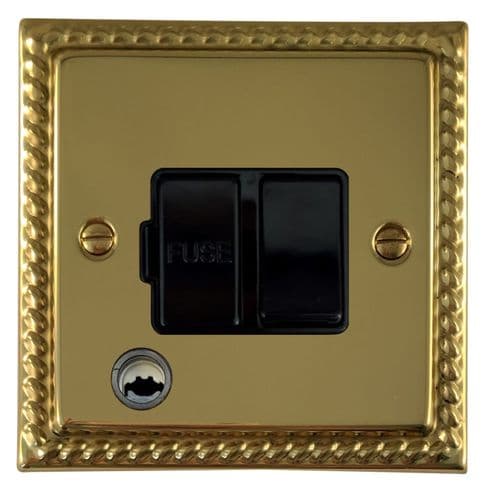 G&H MB56B Monarch Roped Polished Brass 1 Gang Fused Spur 13A Switched & Flex Outlet