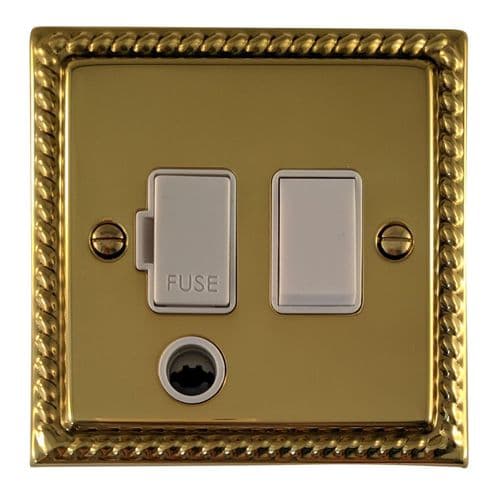 G&H MB56W Monarch Roped Polished Brass 1 Gang Fused Spur 13A Switched & Flex Outlet