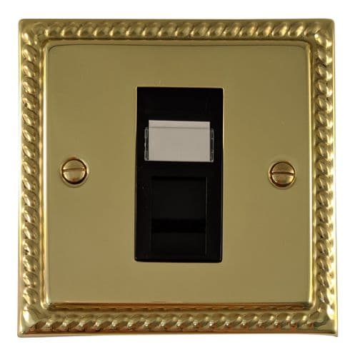 G&H MB61B Monarch Roped Polished Brass 1 Gang RJ45 Cat5e Data Socket