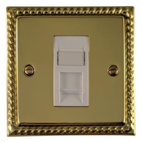G&H MB61W Monarch Roped Polished Brass 1 Gang RJ45 Cat5e Data Socket