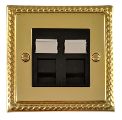 G&H MB62B Monarch Roped Polished Brass 2 Gang RJ45 Cat5e Data Socket Point