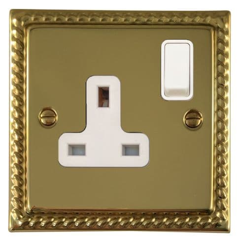 G&H MB9W Monarch Roped Polished Brass 1 Gang Single 13A Switched Plug Socket