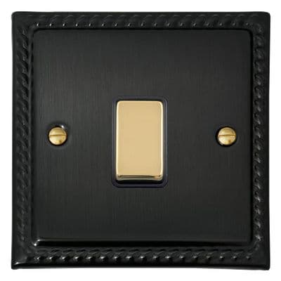 G&H MBB301-PB Monarch Roped Black Bronze 1 Gang 1 or 2 Way Rocker Light Switch