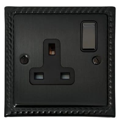 G&H MBB309-BN Monarch Roped Black Bronze 1 Gang Single 13A Switched Plug Socket