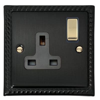 G&H MBB309-PB Monarch Roped Black Bronze 1 Gang Single 13A Switched Plug Socket