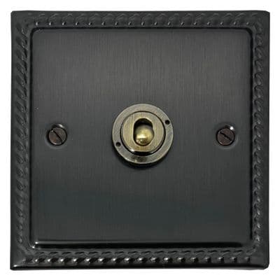 G&H MBB381-AB Monarch Roped Black Bronze 1 Gang 1 or 2 Way Toggle Light Switch