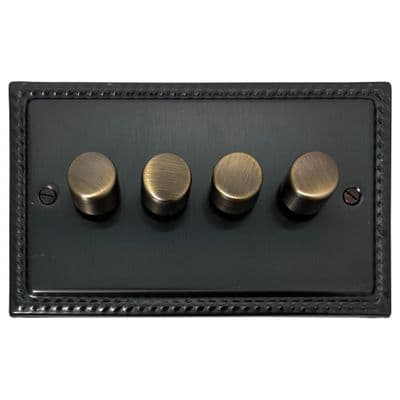 G&H MBB524-AB Monarch Roped Black Bronze 4 Gang 1 or 2 Way LED Dimmer Switch