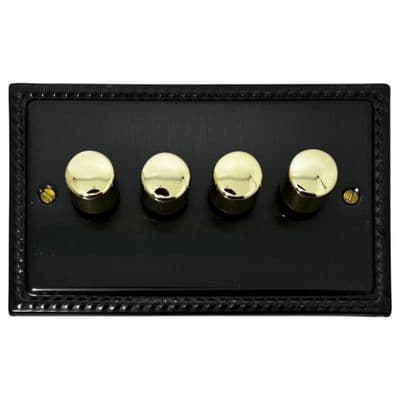 G&H MBB524-PB Monarch Roped Black Bronze 4 Gang 1 or 2 Way LED Dimmer Switch
