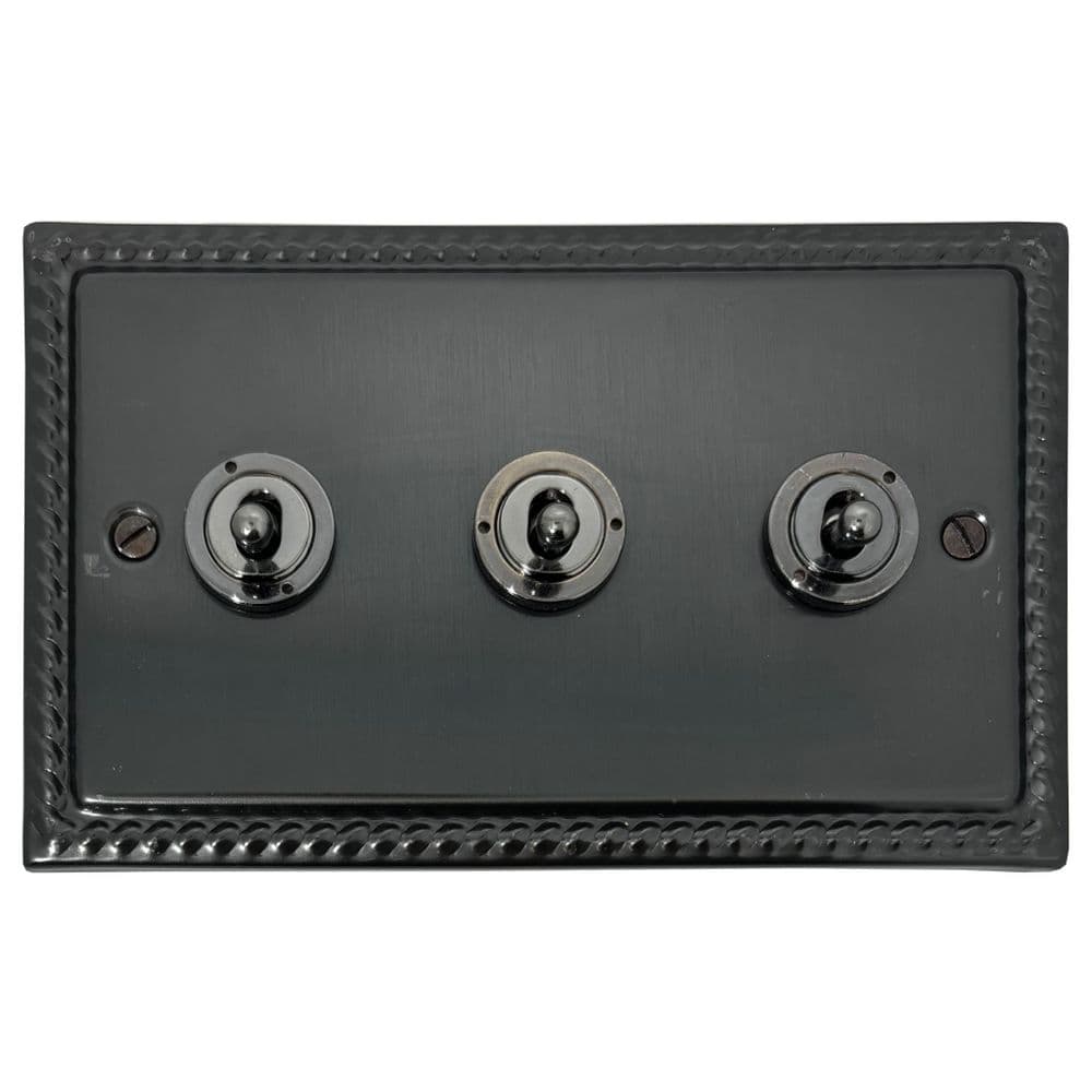 G&H MBB83A-BN Monarch Roped Black Bronze 3 Gang 1 x 2 Way 2 x ...