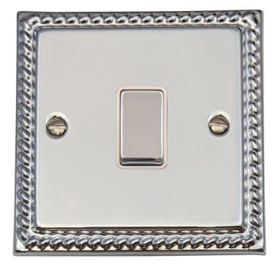 G&H MC205 Monarch Roped Polished Chrome 1 Gang Intermediate Rocker Light Switch