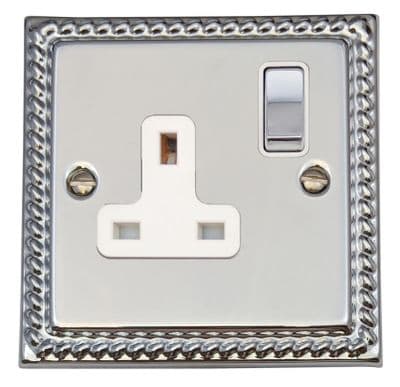 G&H MC209 Monarch Roped Polished Chrome 1 Gang Single 13A Switched Plug Socket