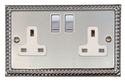G&H MC210 Monarch Roped Polished Chrome 2 Gang Double 13A Switched Plug Socket