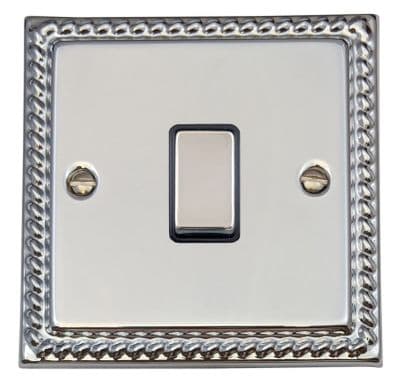 G&H MC305 Monarch Roped Polished Chrome 1 Gang Intermediate Rocker Light Switch