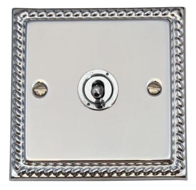 G&H MC381-PC Monarch Roped Polished Chrome 1 Gang 1 or 2 Way Toggle Light Switch