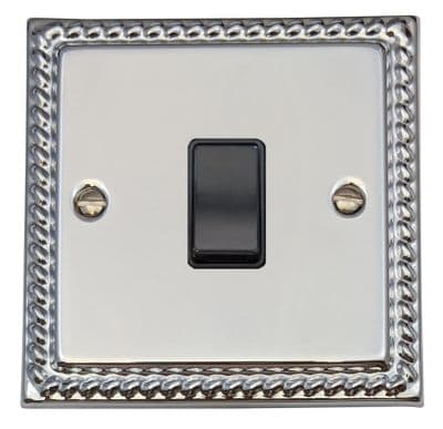 G&H MC5B Monarch Roped Polished Chrome 1 Gang Intermediate Rocker Light Switch