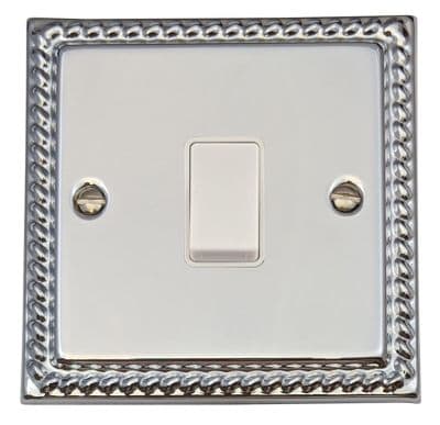 G&H MC5W Monarch Roped Polished Chrome 1 Gang Intermediate Rocker Light Switch