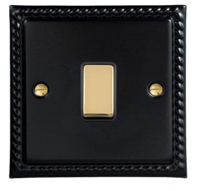 G&H MFB301-PB Monarch Roped Matt Black 1 Gang 1 or 2 Way Rocker Light Switch