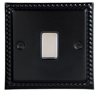 G&H MFB305-PC Monarch Roped Matt Black 1 Gang Intermediate Rocker Light Switch