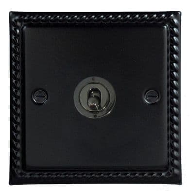 G&H MFB381-BN Monarch Roped Matt Black 1 Gang 2 Way Toggle Light Switch