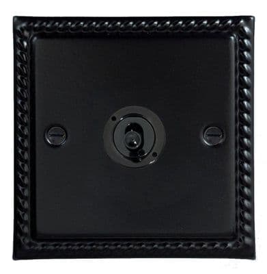 G&H MFB381-FBK Monarch Roped Matt Black 1 Gang 1 or 2 Way Toggle Light Switch