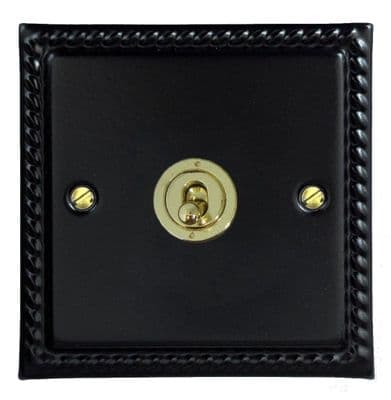 G&H MFB381-PB Monarch Roped Matt Black 1 Gang 1 or 2 Way Toggle Light Switch