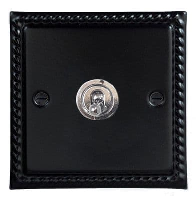 G&H MFB381-PC Monarch Roped Matt Black 1 Gang 1 or 2 Way Toggle Light Switch