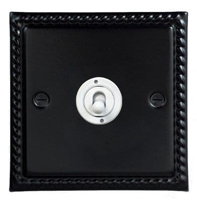 G&H MFB381-W Monarch Roped Matt Black 1 Gang 1 or 2 Way Toggle Light Switch