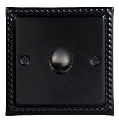G&H MFB521-FBK Monarch Roped Matt Black 1 Gang 1 or 2 Way LED Dimmer Switch