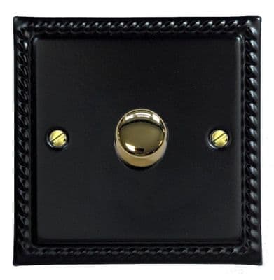 G&H MFB521-PB Monarch Roped Matt Black 1 Gang 1 or 2 Way LED Dimmer Switch