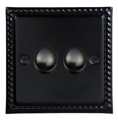 G&H MFB522-FBK Monarch Roped Matt Black 2 Gang 1 or 2 Way LED Dimmer Switch