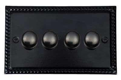 G&H MFB524-FBK Monarch Roped Matt Black 4 Gang 1 or 2 Way LED Dimmer Switch