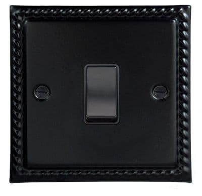 G&H MFB5B Monarch Roped Matt Black 1 Gang Intermediate Rocker Light Switch