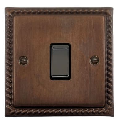 G&H MTC305 Monarch Roped Tarnished Copper 1 Gang Intermediate Rocker Light Switch