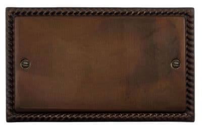 G&H MTC32 Monarch Roped Tarnished Copper 2 Gang Double Blank Plate