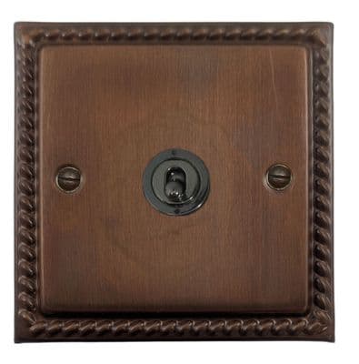 G&H MTC381-BN Monarch Roped Tarnished Copper 1 Gang 2 Way Toggle Light Switch