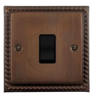G&H MTC5B Monarch Roped Tarnished Copper 1 Gang Intermediate Rocker Light Switch