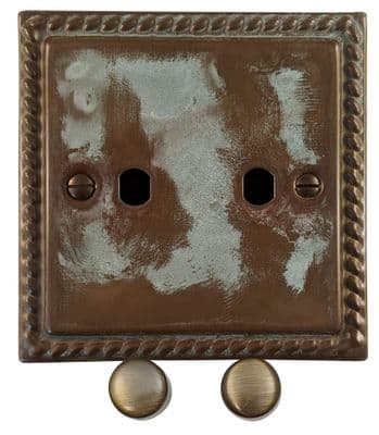 G&H MV12-PK Monarch Roped Verdigris 2 Gang Dimmer Plate Only inc Dimmer Knobs