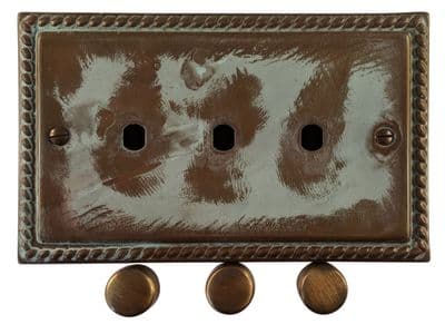 G&H MV13-PK Monarch Roped Verdigris 3 Gang Dimmer Plate Only inc Dimmer Knobs