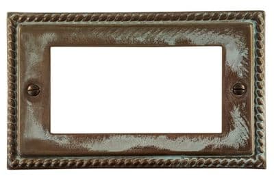 G&H MV164 Monarch Roped Verdigris 2 Gang 4 Euro Module Plate