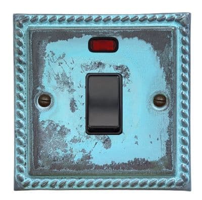 G&H MV26B Monarch Roped Verdigris 1 Gang 20 Amp Double Pole Switch & Neon