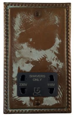 G&H MV30B Monarch Roped Verdigris Dual Voltage Shaver Socket 115-230V