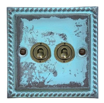 G&H MV382-AB Monarch Roped Verdigris 2 Gang 1 or 2 Way Toggle Light Switch