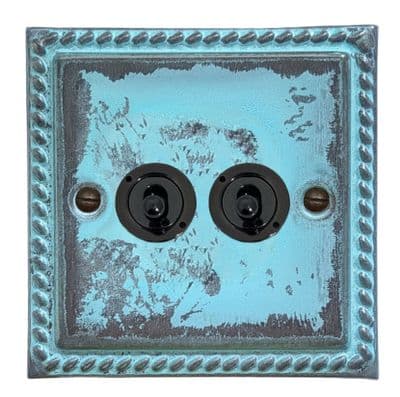 G&H MV382-FBK Monarch Roped Verdigris 2 Gang 2 Way Toggle Light Switch